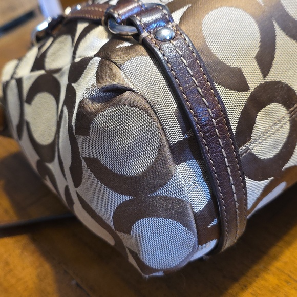 Coach Alexandra Tote Bag featuring a signature "Op Art" canvas pattern. - Picture 8 of 16